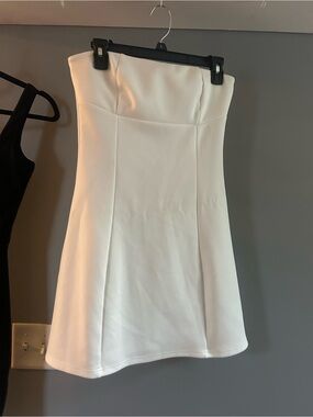 SHEIN Strapless White A-Line Mini Dress